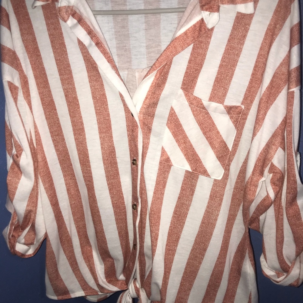 Rust/Ivory stripped Button Up